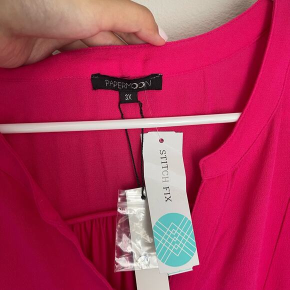 NWT Papermoon StitchFix Pink Magenta Ryan Button Tank Blouse (Size 3X) - Picture 3 of 8